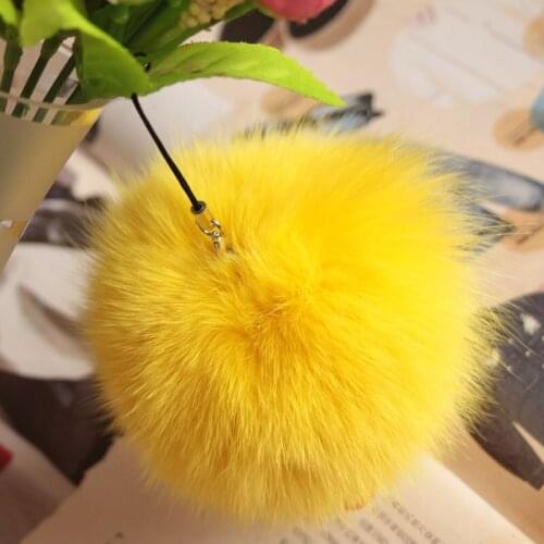 10cm Nature Genuine Fox Fur Ball Pom Pom Fluffy DIY Winter Hat Skullies Beanies Knitted Cap Pompoms F005-yellow