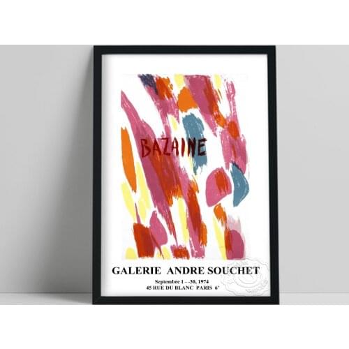 Jean Rene Bazaine Exhibition Poster, Bazaine Colored Drawing Speckle Canvas Painting, French Vintage Art Home Kids Room Decor