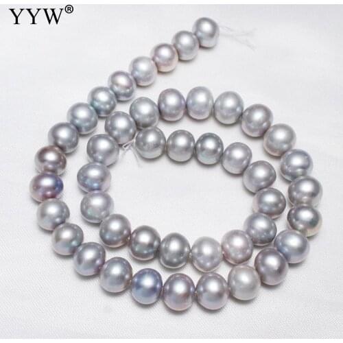 YYW High Quality AAA Cultured Potato Freshwater Pearl Beads grey 10-11mm Approx 0.8mm Sold Per 15.7 Inch Strand