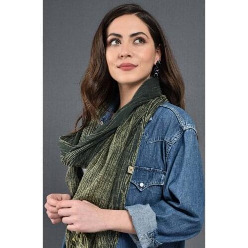 Unisex Nefti Green Denim Grinding Cotton Scarf