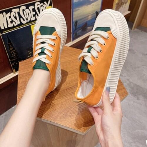 Hot Sale College Style Color Matching Lace-Up Ladies Canvas Shoes Spring And Autumn Fashion New Platform Casual Shoes