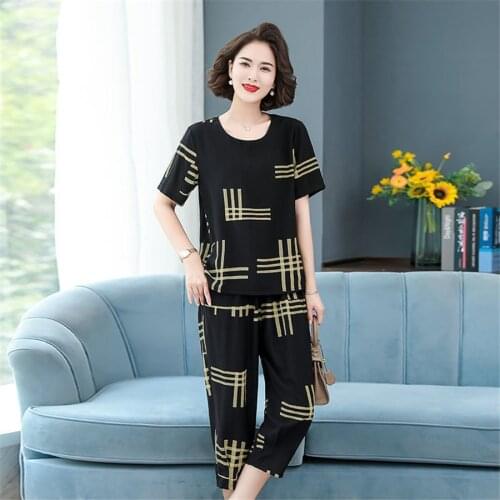 Women Striped Casual 2 Piece Set Big Size Summer Fashion Loose short Sleeve Irregular Blouse + Baggy Harem Pant Suit 6XL