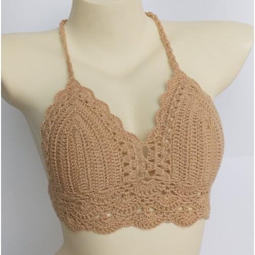 Have Lining Womans Bikini Top Sexy Crochet Knit Separate Female Swimsuit Push Up Bra Beachwear Plus Size Bathing Suits
