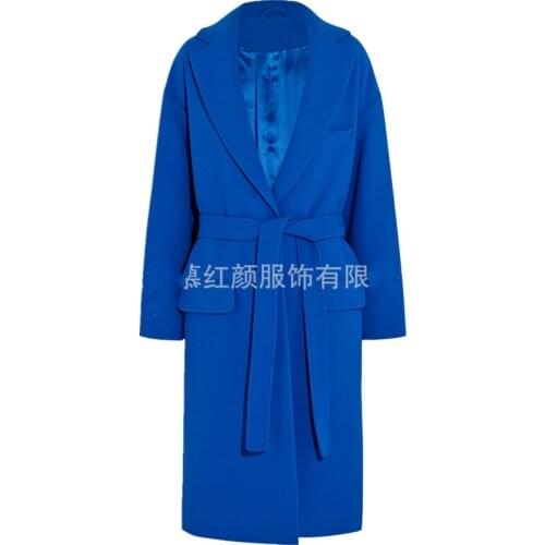 Wool Coat Overcoat Women Long Warm Woolen Autumn New Solid Wool coat Temperament Belted