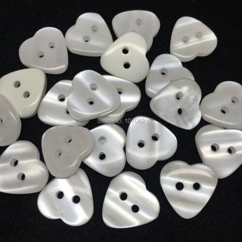 100pcs 15mm Pearl White Heart Buttons Resin 2 Holes Sewing Accessories Button Scrapbooking Cardmaking Embellishments