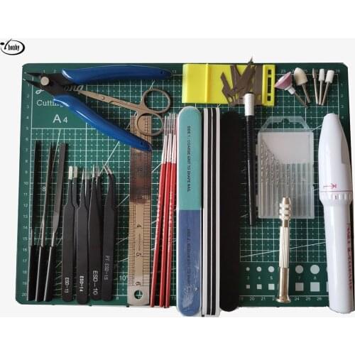 New Model Building Tools For Gundam Hobby Military Model DIY Accessories Grinding Tool Cutting Mat Polishing Tools Set 12Pcs