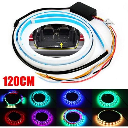 1x1.2M Car Rear Trunk Tail Light Dynamic Streamer Reverse Warning LED Strip Auto Additional Break Trun Signal Lamp 12V
