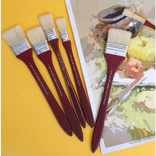 3pcs super Long Flat Head Paint Brush Gouache Acrylic Painting Brush Oil Brush Painting Wall Art Supplies Watercolor Paint Tools