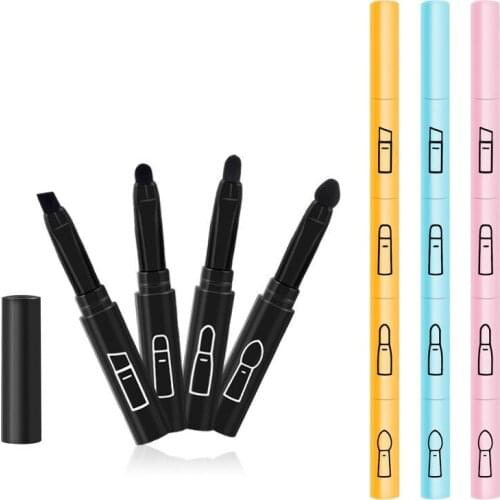 4 in 1 Professional Tool Portable Retractable Makeup Brush For Lip Eyeliner Eye Shadow Brush Travel Outdoor Plastic Handle