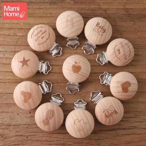5pcs Wood Pacifier Clips Baby Wooden Teether Rodent Blank DIY Pacifier Chain Nipple Holder Soother Clasp Nurse Accessories Gifts
