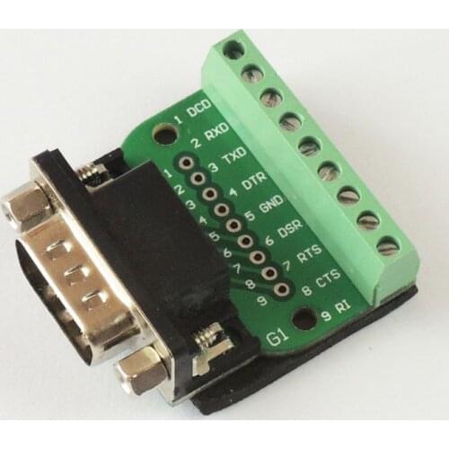 5pcs/lot DB9 Male 9 Pin Port Signals Breakout Board Screw terminals adapter plate