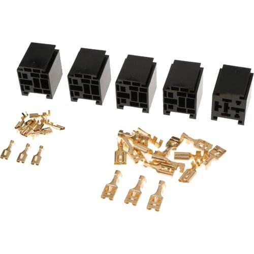 5X 80A 5Pin Automotive Waterproof Relay Electrical Connector W/6.3 Terminals