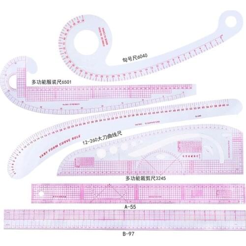 6pcs Sewing French Curve Ruler Measure Dressmaking Tailor Drawing Template Craft Tool Set