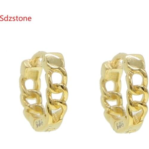 925 Sterling Silver Small 12mm Hoop Earring With Cuban Chain Earring Iced Out Gorgeous Bling Cz 2020 Women Jewelry