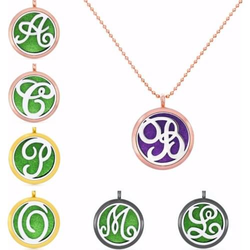 A6 Rose gold/gold/ black color Aromatherapy Perfume essential oil diffuser locket pendant necklace jewelry 1 pad random