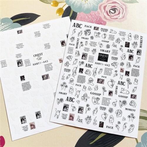 HANYI-442 HANYI-443 Abstract woman Ruby 3D Back glue Nail decal Nail sticker Nail decoration Nail art Nail tool Nail ornament