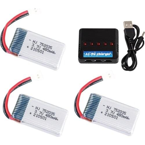 3.7V 480mAh Rechargeable Lipo Battery and charger set for H107 H31 KY101 E33C E33 RC Drone Spare Parts