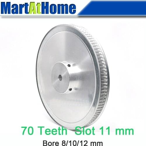 Aluminum Timing Pulley XL70 70T 70-Teeth Slot Width 11mm BF-type Boss 50mm Bore 8~12mm for 3D Printer