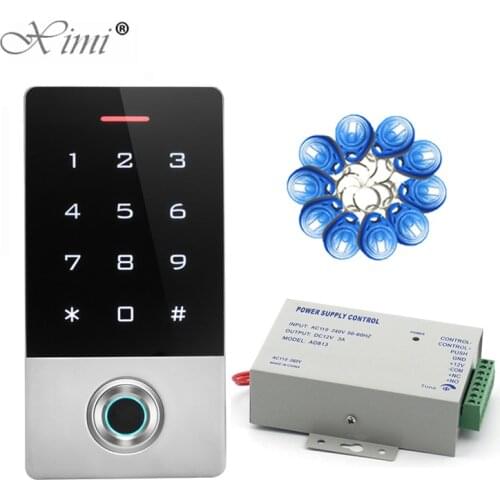 Biometric Fingerprint Touch Keypad IP68 Waterproof RFID Stand Alone Door Access Control System With 12V3A Power Supply