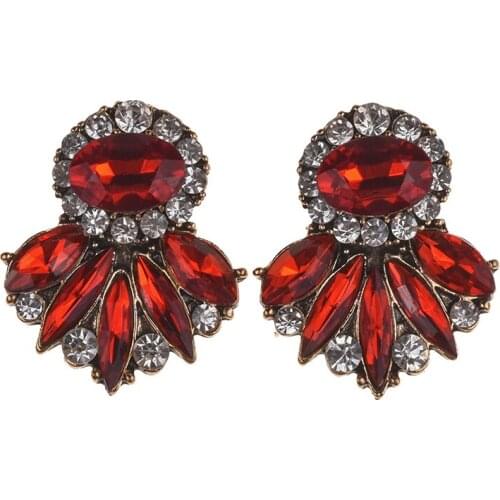 JERPVTE Shiny Crystal Flower Drop Dangle Earrings For Women Valentines Day Jewelry Bohemia Acrylic Pendant Statement Earrings