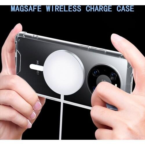 Magsafe Phone Case for Huawei P40 Pro Case Transparent Wireless Charger Magnetic Cover for Huawei Mate 40 30 30E Pro Coque Funda