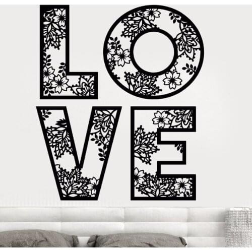 Flowers Pattern Wall Stickers Family Romance Removable Love Design Wall Decal Love Romantic Bedroom Design Home Art Decor AY614