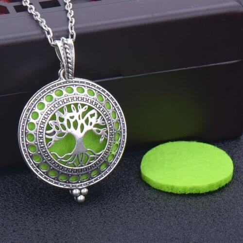 1pcs Life tree Aroma Diffuser Necklace Perfume Essential Oil Diffuser Aromatherapy Locket Pendant Necklace fashion jewelr