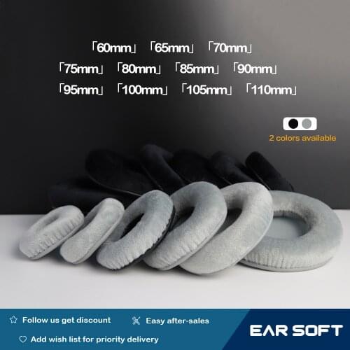 Earsoft Velvet Replacement Ear Pads for 60mm-105mm Universal Cushions For Sony, AKG, Sennheiser, ATH, JBL Headphones Accessories