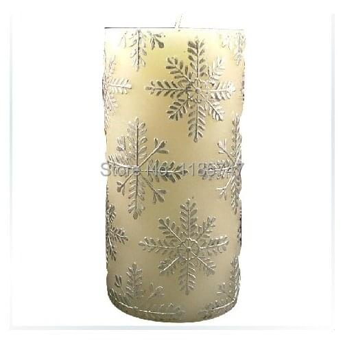Snowflake Carved Pillar Candle Molds Mould Soft Silicone Mold for Art Candle Making