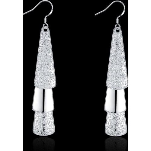 Hot sale 925 Sterling Silver Earrings high quality luxury Jewelry Fashion Woman geometry long earings Wedding party Holiday gift