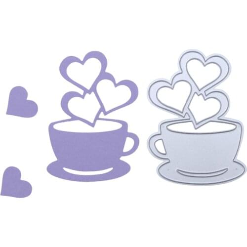 Love Heart Coffee Cup DIY Metal Scrapbooking Craft Embossing Cutting Die Stencils Paper Card Maker Template Dies