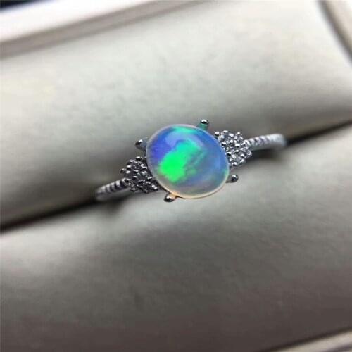 Natural Oval Opal Stone Solid Silver 925 Rings Women Cute Sweet Love Heart Thin Band Real 925 Sterling Silver Jewelry Female
