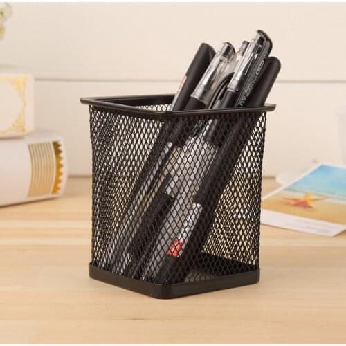 Makeup Brush Pencil Pot Storage Box Rack Table Metal Hollow Square Organizer Makeup Pen Cosmetics Pen Holder Holder Case Rack