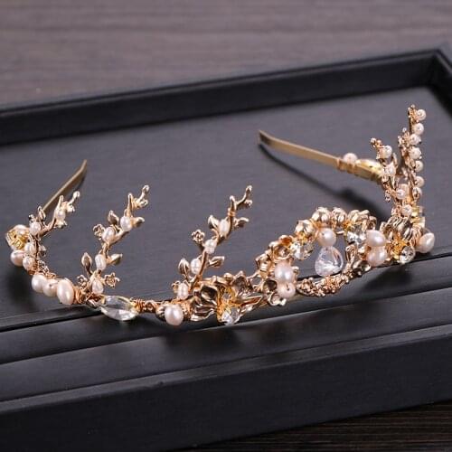 Crown Freshwater Pearl Crystal Crown Headband Headdress Bridal Jewelry Accessories Hair Accessories for Women