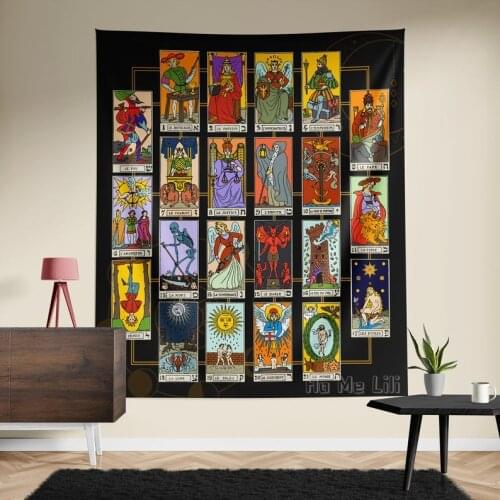 Creative Home Decor With Tarot Tapestry Vintage Design On Black Background
