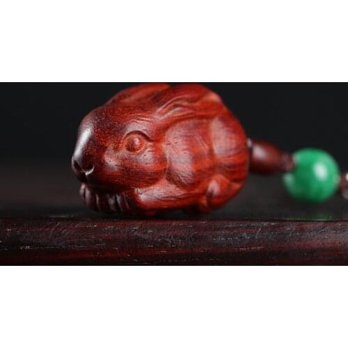 4cm Lobular Rosewood Wood Sculpture Animal Sculpture Traditional Chinese Chinese Zodiac Rabbit Pendant Car Hanging