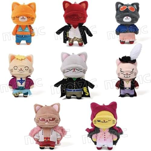 Cat Eye Mask Plush Dolls 14CM Cotton Stuffed Doll Anime One Piece Akakami no shankusu Nami Robin Cartoon Pendant Birthday Gifts