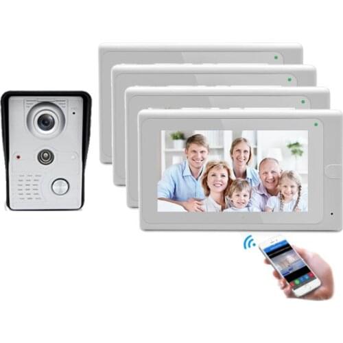 MOUNTAINONE New Arrival WIFI WIRED/WIRELESS Video Door Phone 7" Touch Screen 1000TVL Camera 1Camera+4Monitors