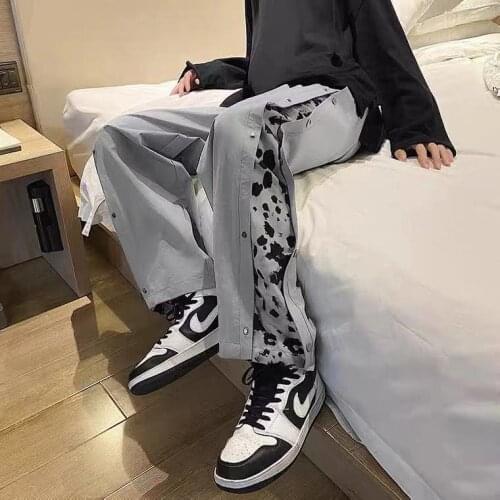 Men Button Leopard Joggers Pants 2020 Mens Japanese Streetwear Hip Hop Sweatpants Male Korean Fashions Track Pants