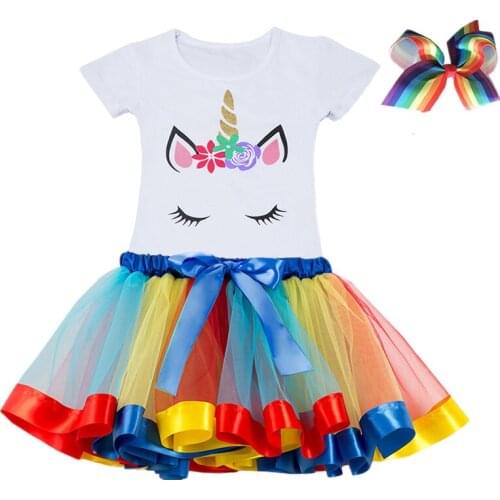 Fancy Unicorn Dress for Girls Clothing Sets Princess Unicornio Party Summer Kids Dresses Girl Princess Costume Children Outfits
