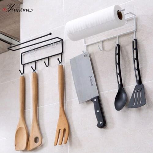 OYOREFD Wall Mounted Kitchen Shelf Organizerr Cupboard Roll Paper Towel Utensils Hanging Rack Kitchen Accessories Organizer