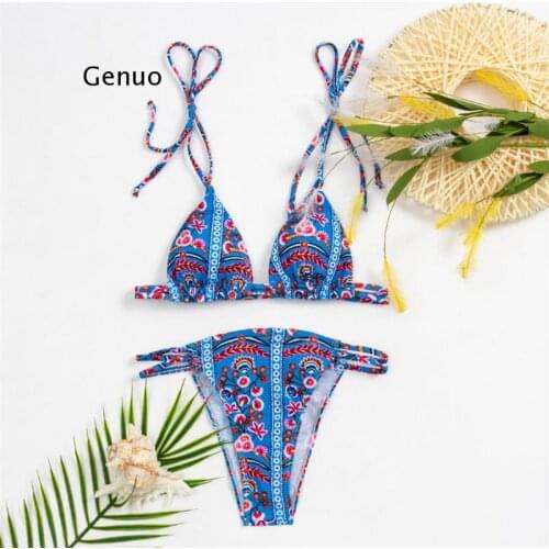 New Sexy Flower Printed Bikini Women Swimwear Female Swimsuit Two-Pieces Bikini Set Brazilian Bather Bathing Suit Swim