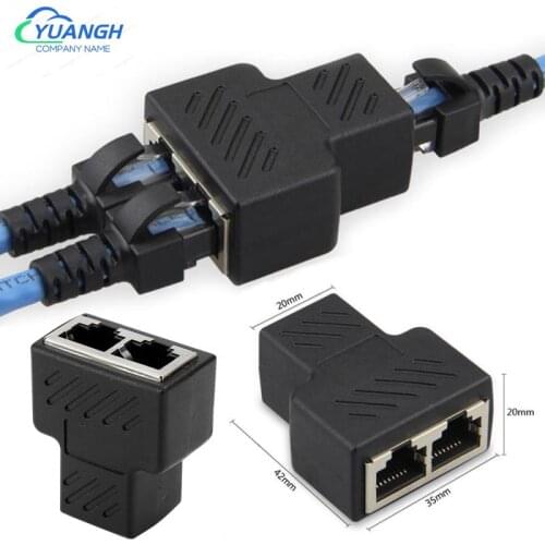2 Pieces 1 To 2 Ways Ethernet RJ45 Female Cable Splitter Adapter Connector For Security IP Camera System
