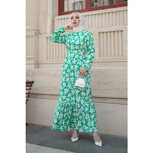 Hijab dress Muslim womens dress Floral Pattern Dress Seasonal and summer womens dress Muslim long dress Djellaba women TURKEY