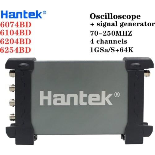 Hantek Digital Oscilloscope 4 Channels 250Mhz Bandwidth 1GSa/s PC USB Portable Oscillograph Signal Generator 6254BD series