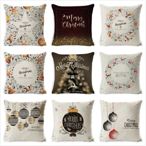 Christmas Cushion Cover Merry Christmas Decoration Pillowcases Santa Claus linen Throw Pillow Case Cover kerstmis navidad
