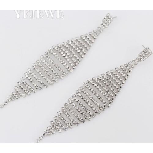 YFJEWE Silver color Long Earrings Drop Earrings Dangles Wedding Bridal Party Gift E129