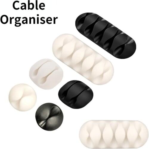 Silicone USB Cable Organizer Cable Winder Desktop Tidy Management Clips Cable Holder for Mouse Headphone Wire Organizer