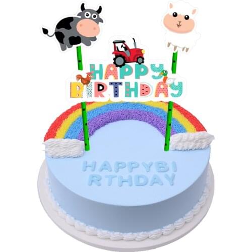 Party Supplies 1set Farm Animals Theme Topper For Kids Children Birthday DIY Baking Cake Decoration Accessory