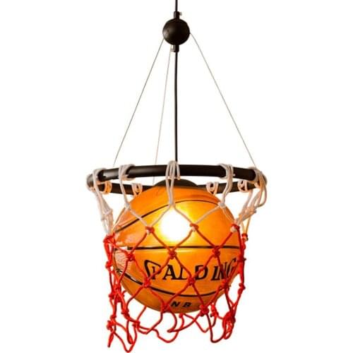 American Vintage Sport Theme LED Football/Basketball Pendant Lights Bedroom Boy Soccer Hanging Lights Childrens Room De Fixture